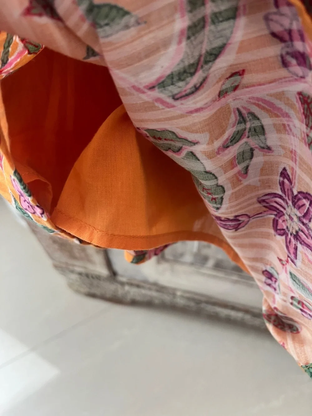 Caroline Constas Orange Maxi Dress with Pink Floral Print - Picture 6 of 6